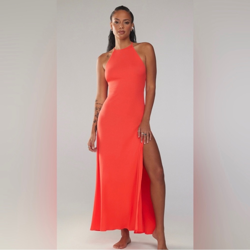 Savage X Fenty PinkRed Ribbed Strappy Maxi Dress Size 1X
